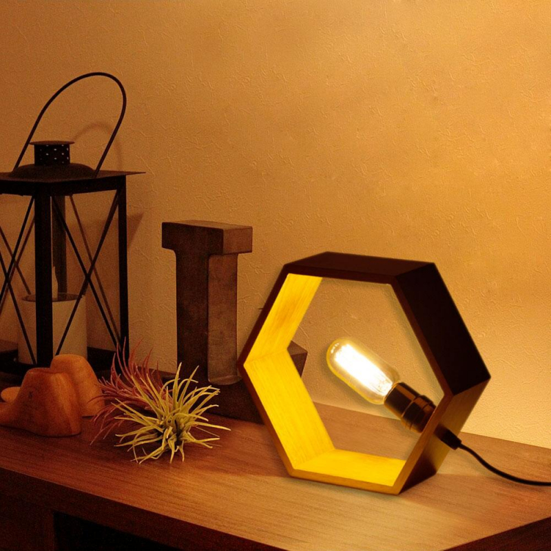 （ 美品 ） 六角柱型  木製  インテリア照明  スタンドランプ